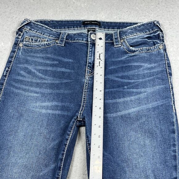 True Religion Rocco Relaxed Skinny Jeans Womens Sz 34 Blue Dark Wash Distressed - Picture 7 of 16